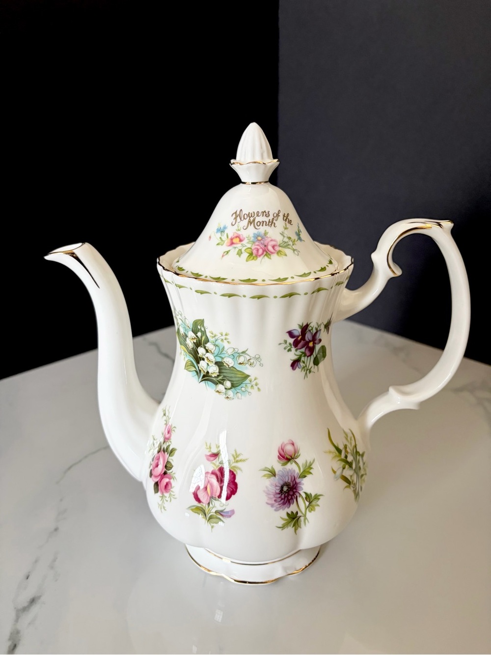 Flowers of the Month Coffee Pot by Royal Albert -